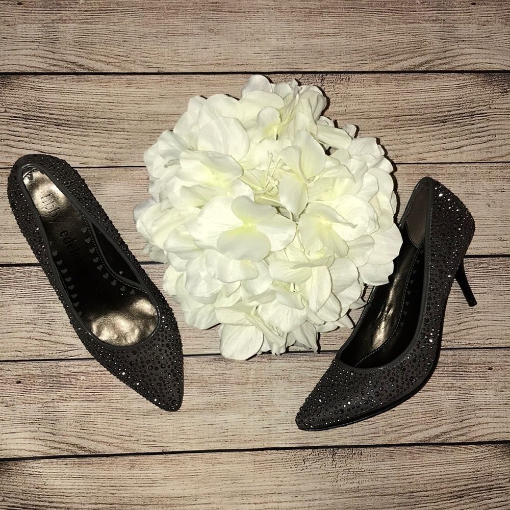 Libby Edelman Rhinestone Gray Heels